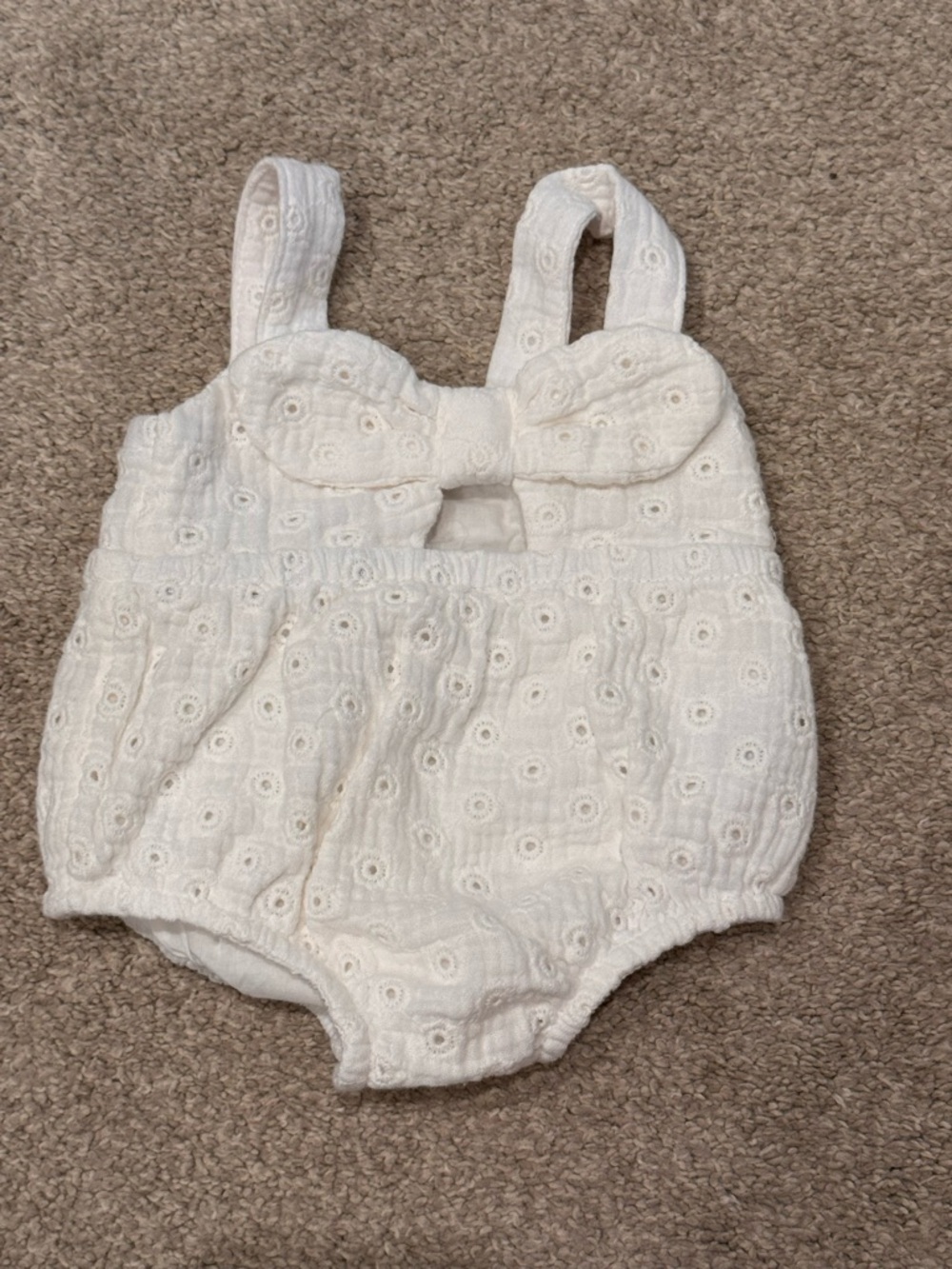 Cat & Jack White Eyelet Bow Baby One-Piece Bodysuit